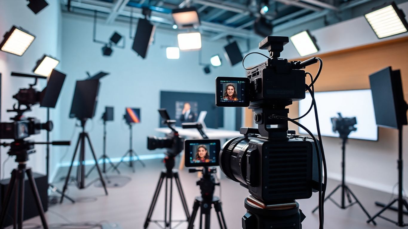 Studio de production vidéo moderne avec équipement